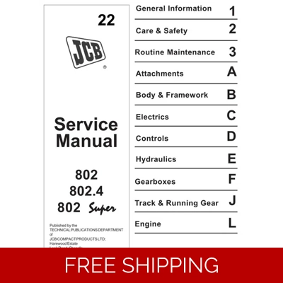 JCB MINI EXCAVATOR 802 802.4 802 SUPER SERVICE REPAIR MANUAL